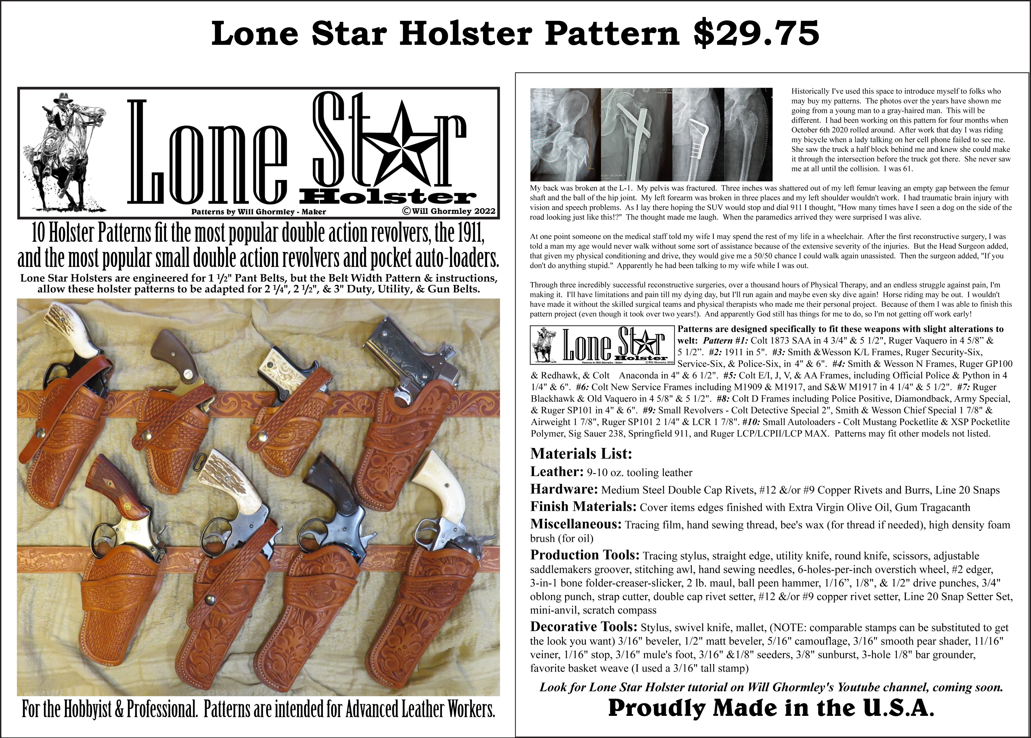 Lone Star Holster Pattern — $29.75